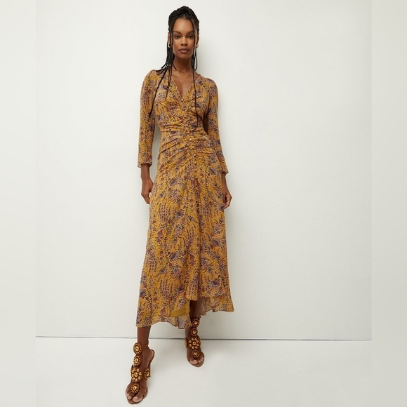 Veronica Beard Ferrara Silk Dress In Saffron Multi NWT